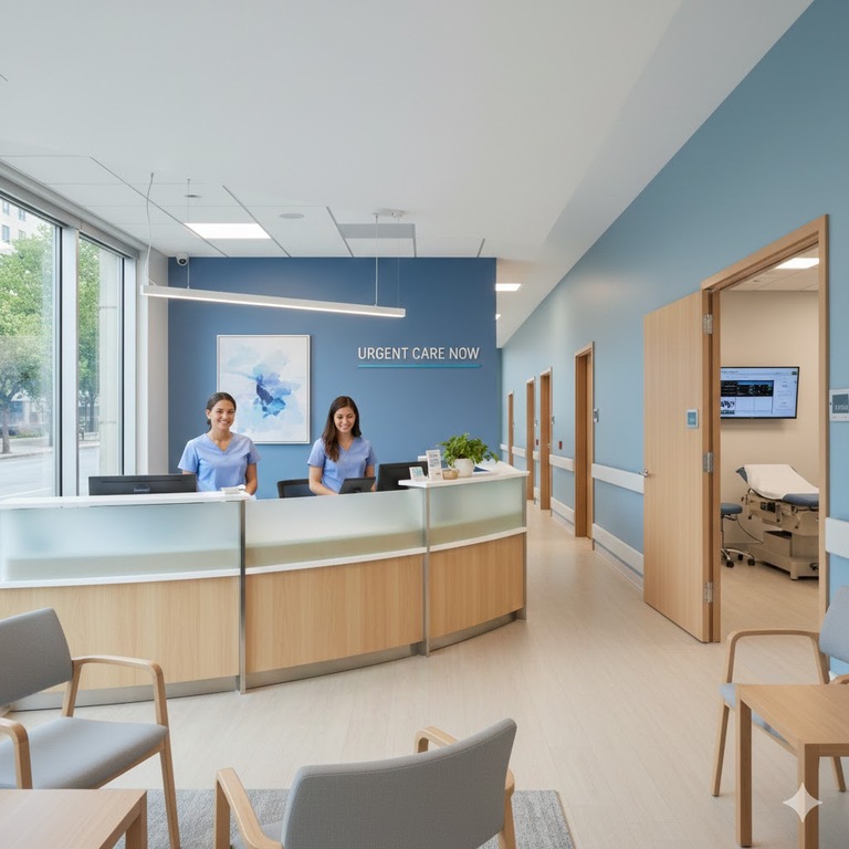 Modern urology clinic interior with treatment and diagnostic areas