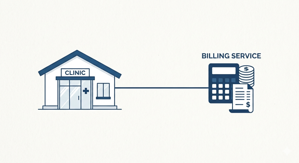 Clinic connected to a billing partner service